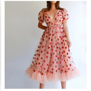 lirika matoshi | strawberry midi dress NWT